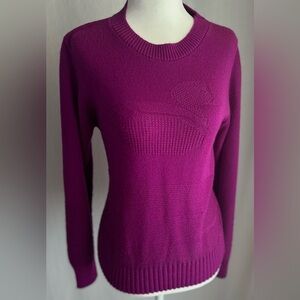 Vintage Kenneth Too Knit Sweater Purple Duck Detailed Acrylic 90's Cozy Sz S